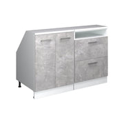 Set di mobili sottotetto Rion Calcestruzzo/Bianco 120 cm Set di 2 carcasse armadio profondità 60 cm Vicco