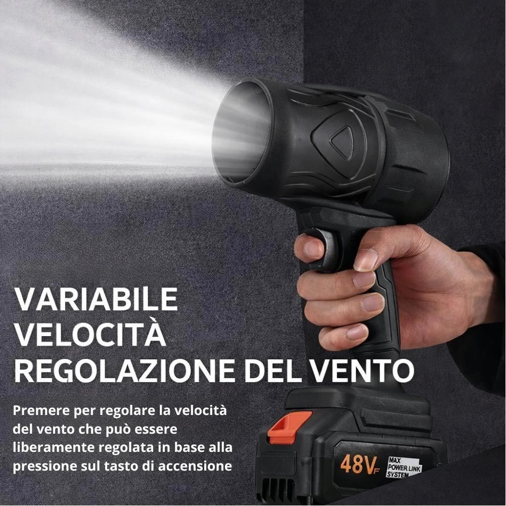 Soffiatore per Foglie Asciugatore per Auto Alta Velocità 2 Batterie e Valigetta