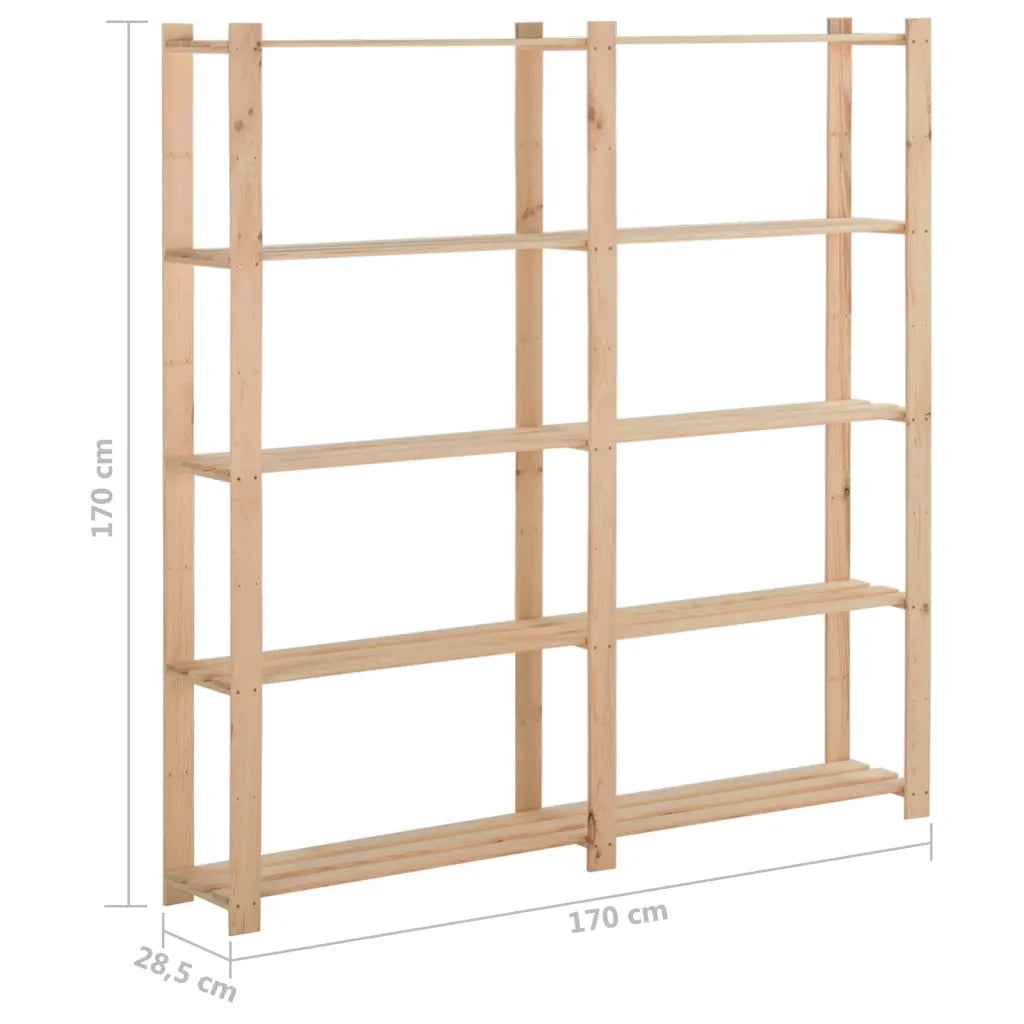 Scaffale a 5 Livelli 170x28,5x170 cm in Legno Massello di Pino cod mxl 44324