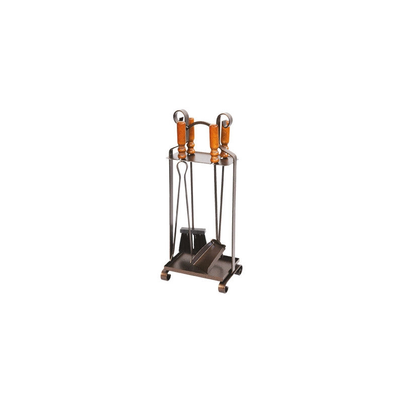 Set attrezzature camino Totem 4 pz – paletta, scopino, pinza e porta utensili