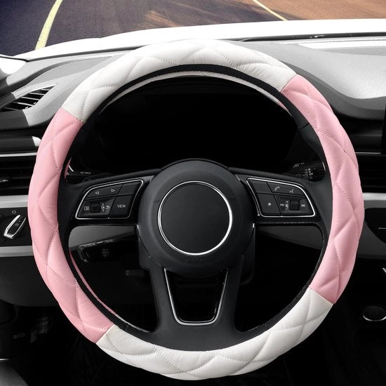 Stoffa antiscivolo morbida per sedili da 15 pollici, universale per donne e ragazze, adatto per veicoli come sedan, SUV, furgoni e camion - rosa chiaro e bianco