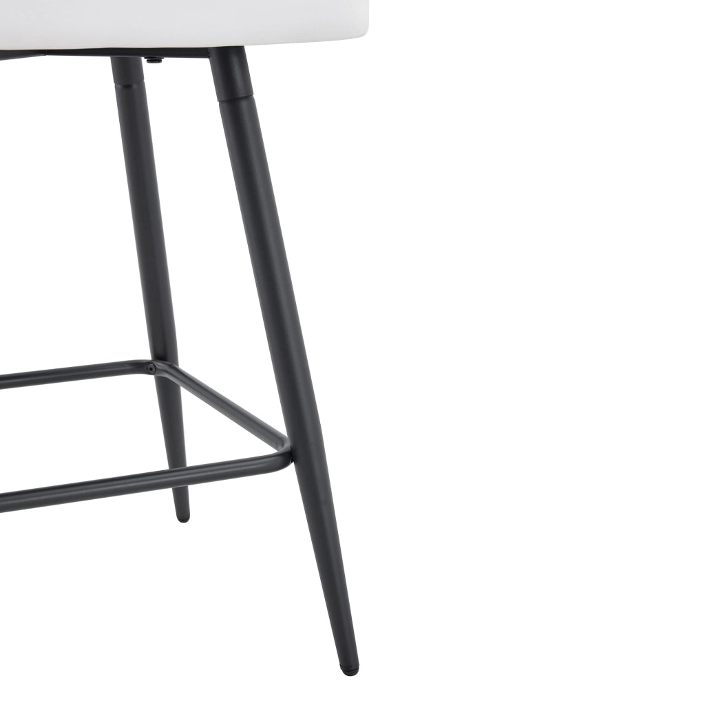Sgabello da bar con schienale curvo e seduta ergonomica con poggiapiedi in pu e metallo bianco per cucina e isola