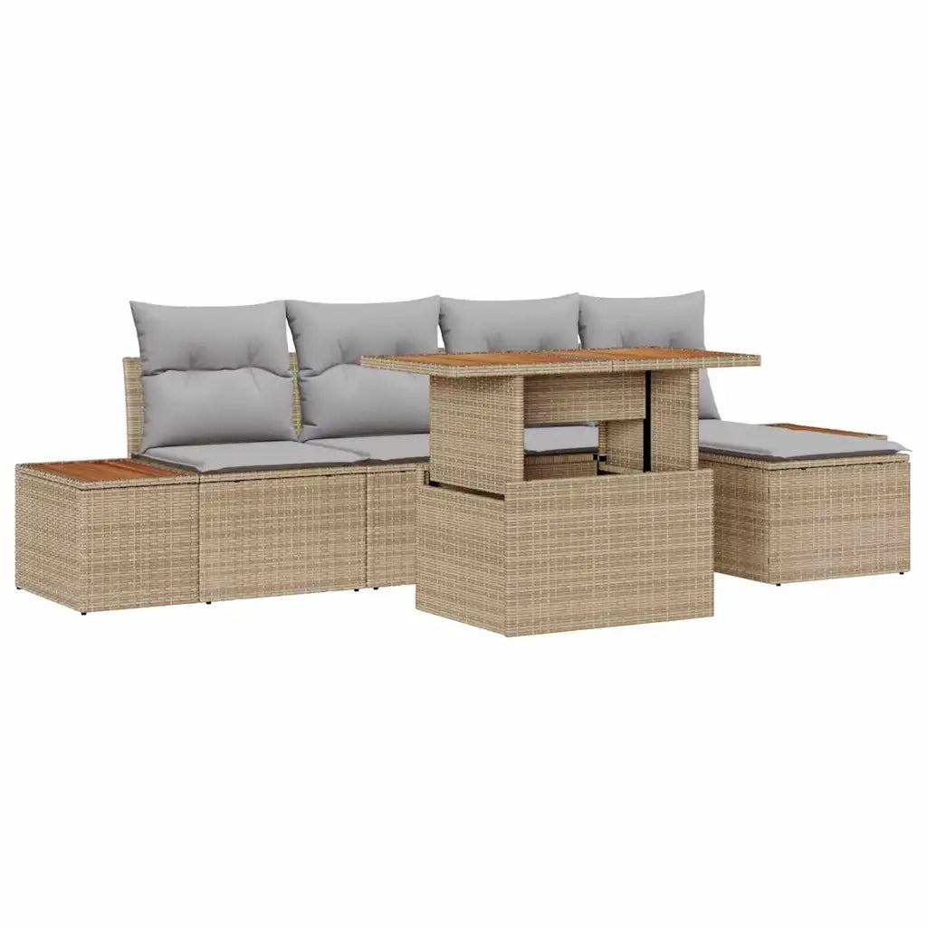 Set da Pranzo per Giardino con cuscino 6 pcs Beige e grigio 3350062