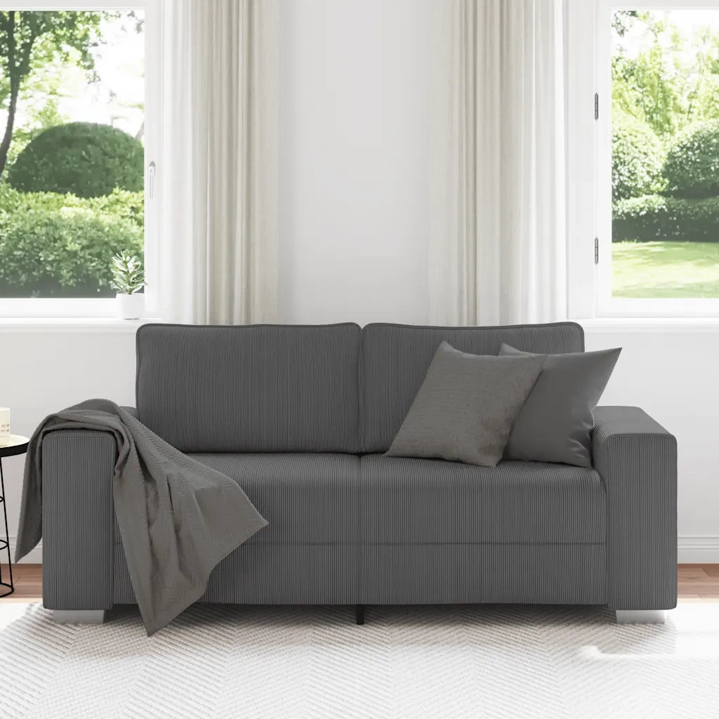 Divano Divanetto Grigio Scuro 180x77x82 cm Tessuto di Velluto a Coste 4105201