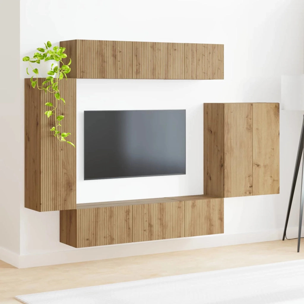 Set di Mobiletto da TV a Parete 6 pcs Rovere artigianale 3408960