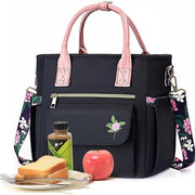 Borsa termica per donne con disegno floreale raro - Grande borsa impermeabile, isolata, con più tasche e cinturino rimovibile per lavoro/picnic Regali di Natale per donne