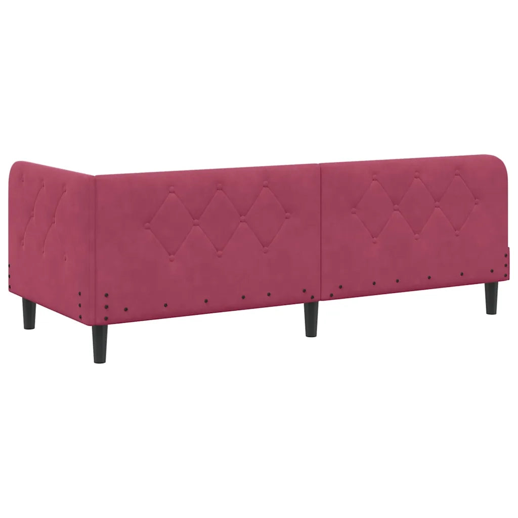 Cornice del letto ad angolo Rosso Vino 80 x 200 cm Velluto 3394138