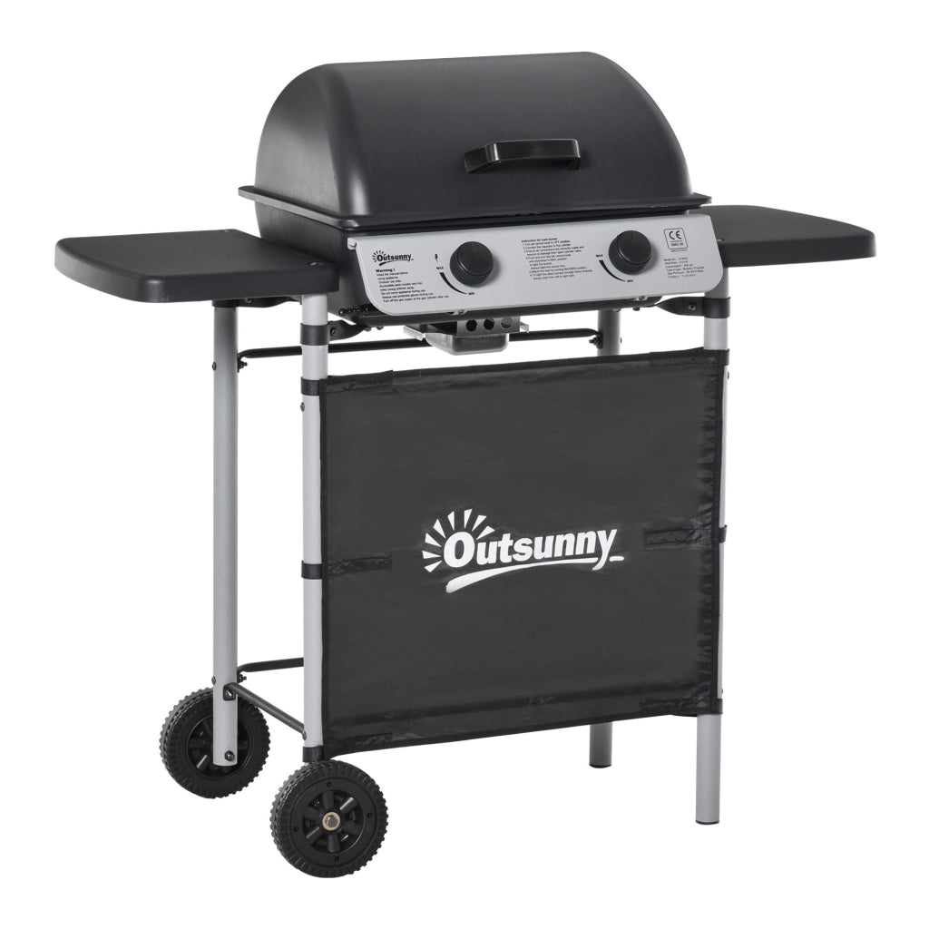 Easycomfort Barbecue a Gas con Coperchio, Bruciatori da 5.6kW, BBQ e Ruote, 104x49x99cm