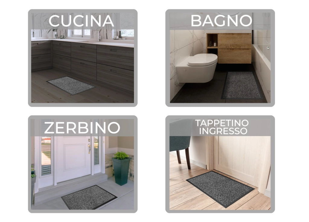 Tappeto Zerbino Entrata Ingresso Casa Esterno Interno Antiscivolo Asciugapassi Nevada - 40x60 - Grigio