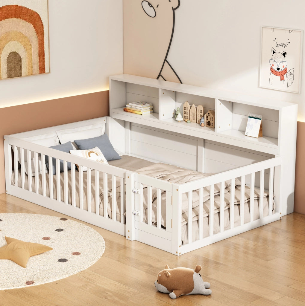 Letto singolo 90x200 cm con sponde e vani portaoggetti