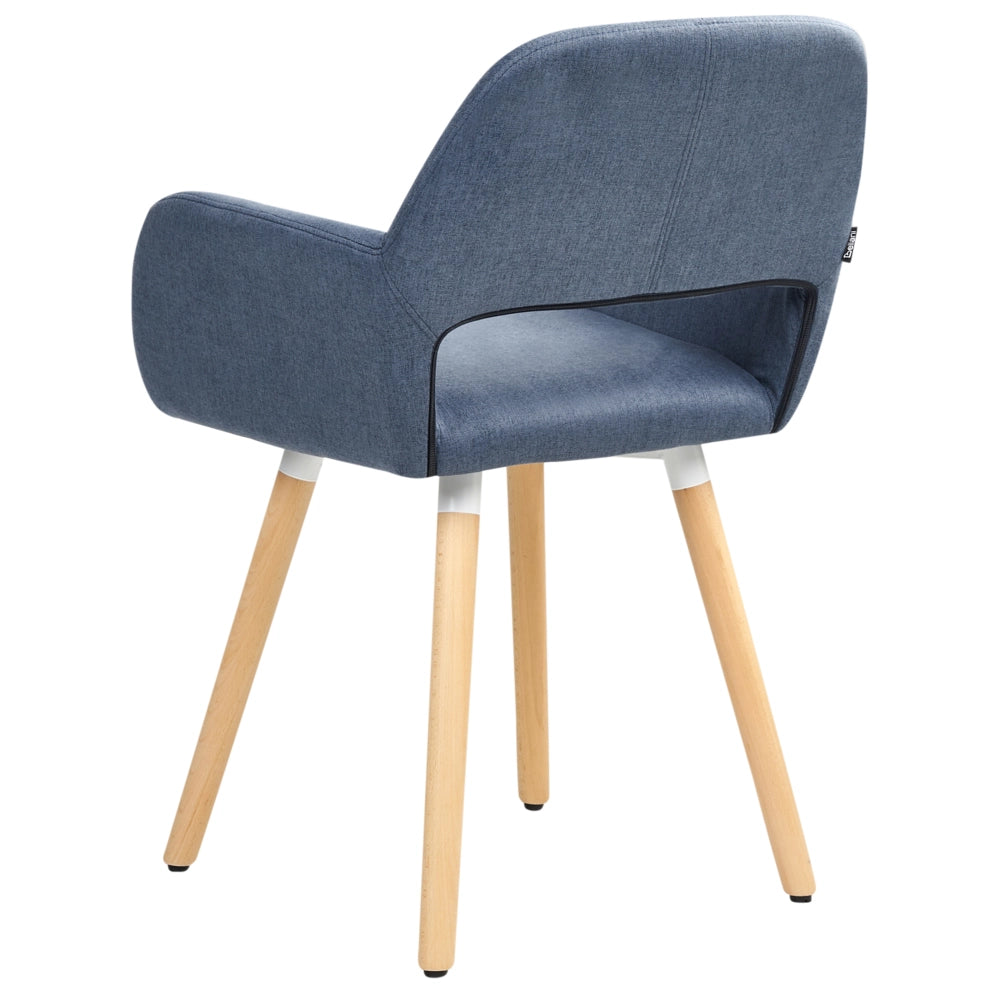 Set di 2 sedie da pranzo rivestimento in tessuto blu gambe in legno chiaro stile moderno eclettico