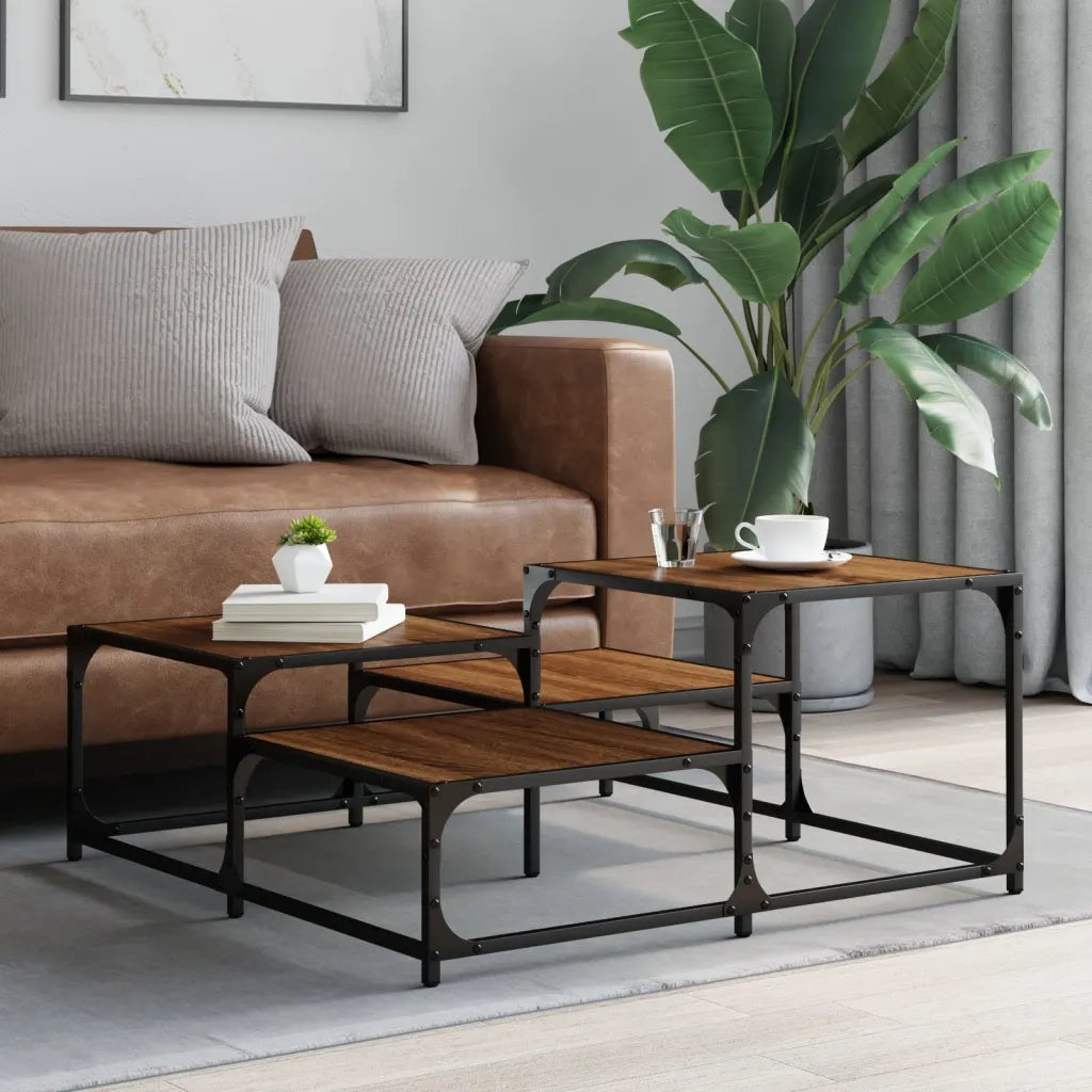 Tavolino salotto | Tavolino da caff¨¨ | Tavolino da Soggiorno Rovere Marrone 87,5x87,5x40 Legno Multistrato