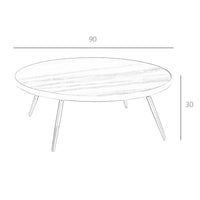 Tavolino rotondo in marmo porcellanato e acciaio nero