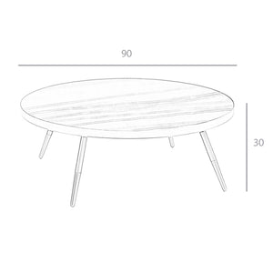 Tavolino rotondo in marmo porcellanato e acciaio nero