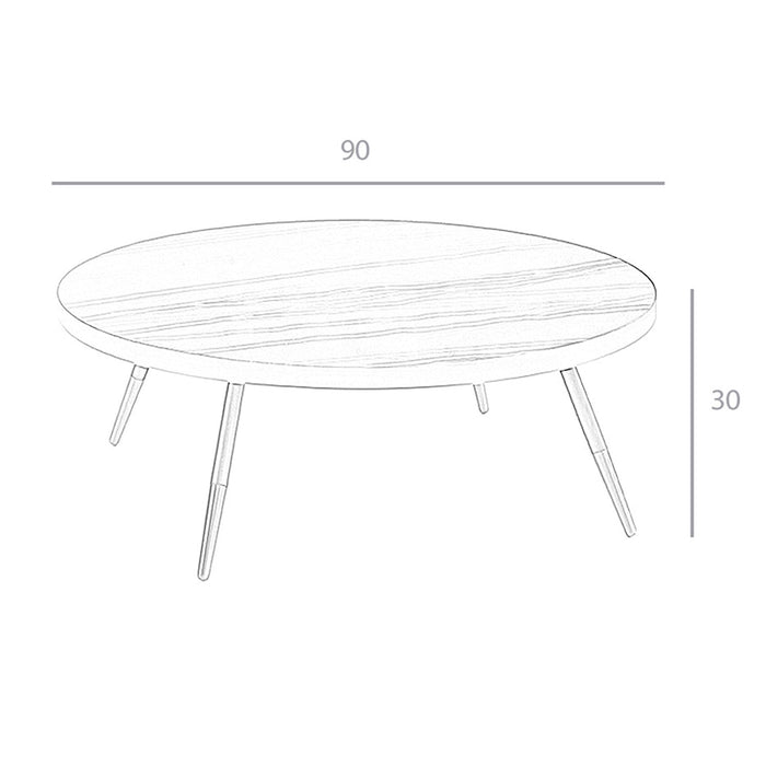 Tavolino rotondo in marmo porcellanato e acciaio nero