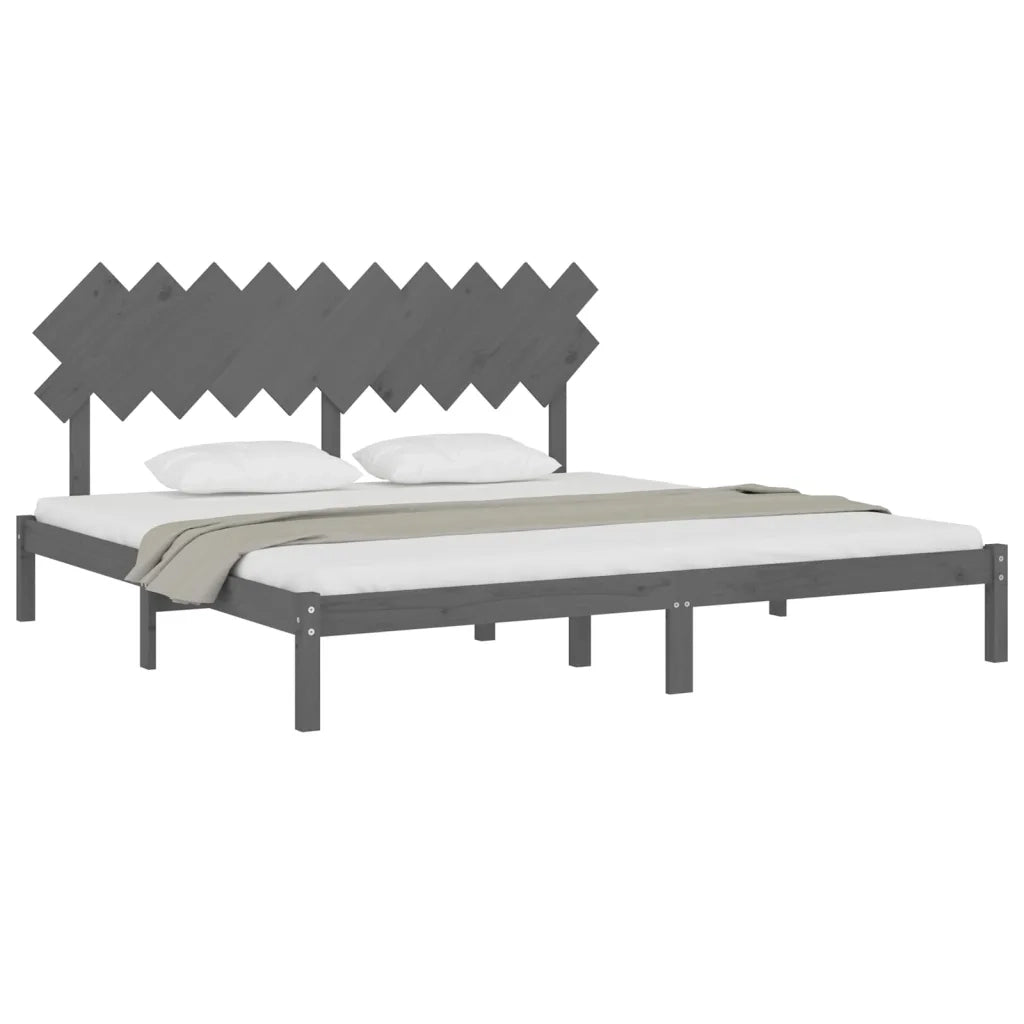 Giroletto-Struttura Letto Grigio 200x200 cm in Legno Massello