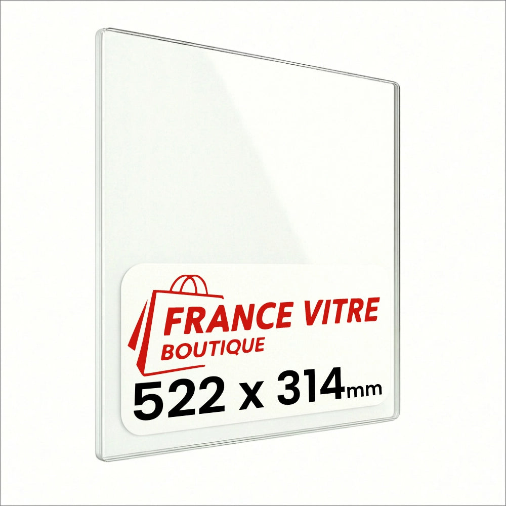 522 x 314 x 4 mm - Vetro per stufa a legna - vetro camino di ricambio - vetro per caminetto resistente al fuoco - France Vitre