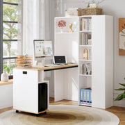 SCRIVANIA pieghevole 2 in 1 con libreria, 104,5 x 30,5 x 160 cm, MDF, White Oak