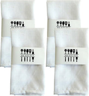 Set di 4 tovaglioli in lino, tovaglioli in cotone di alta qualità 100% di stoffa naturale, tovaglioli da cucina, decorazione da tavola per Natale, matrimonio elegante, compleanno, 40 x 40 cm, bianco