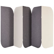 Pannello acustico decorativo moderno pieghevole a 5 pannelli con struttura in acciaio poliestere grigio e beige stile moderno ufficio