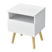 Comodino di design con cassetto e contenitore gambe da 50 cm pino bianco 03_0006237