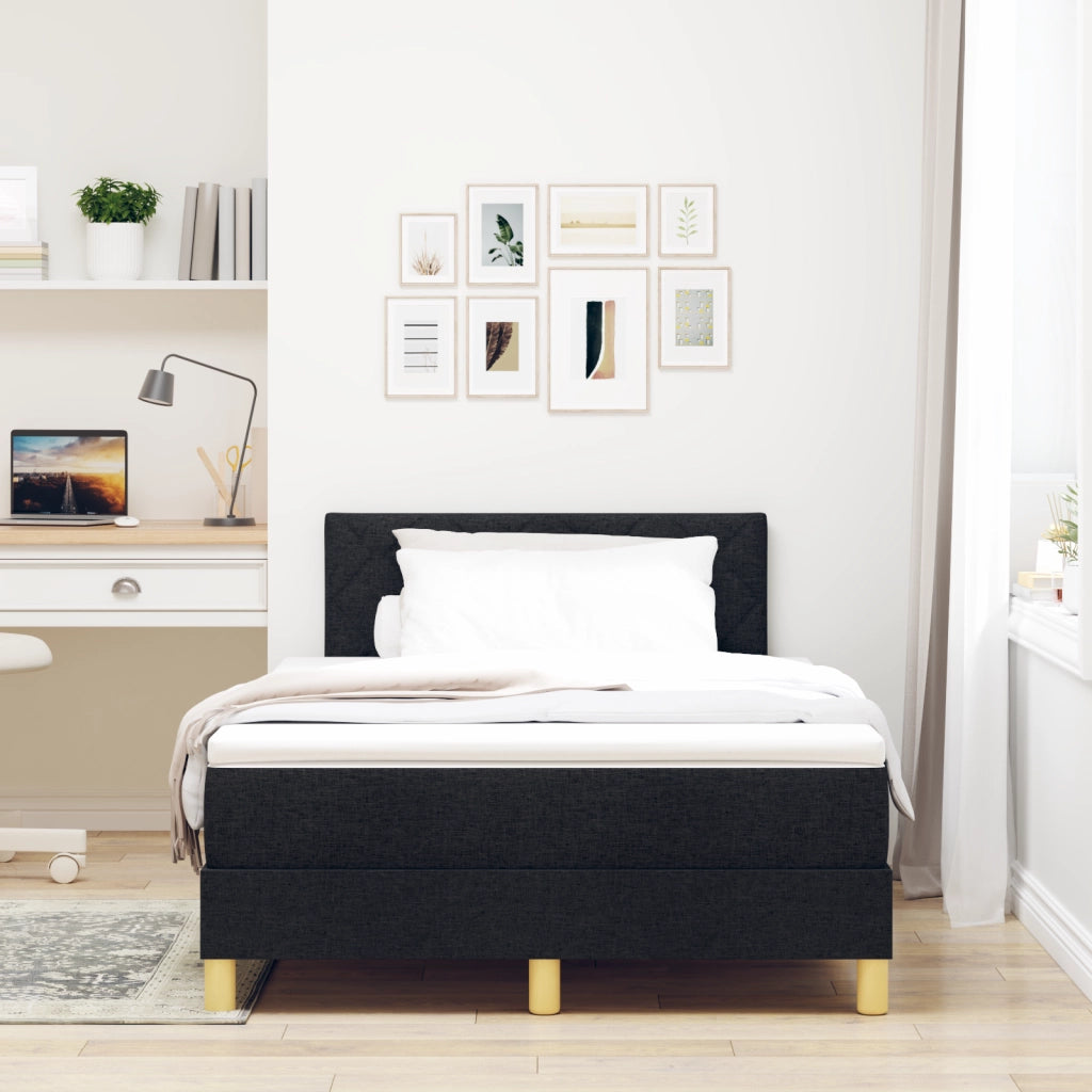 Letto Box Spring con Materasso & LED Nero 120x190 cm Tessuto