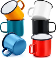 Set di tazze da caffè da 6 pezzi da 350 ml in colore rosso-nero per uso in campeggio, a casa, in ufficio o per feste