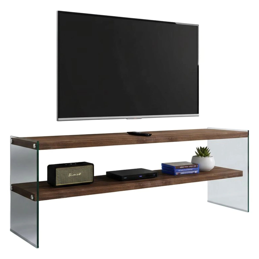Mobile porta TV Italia, Credenza da soggiorno, Armadio basso per TV, Base parete attrezzata, 120x35h45 cm, Noce Scuro