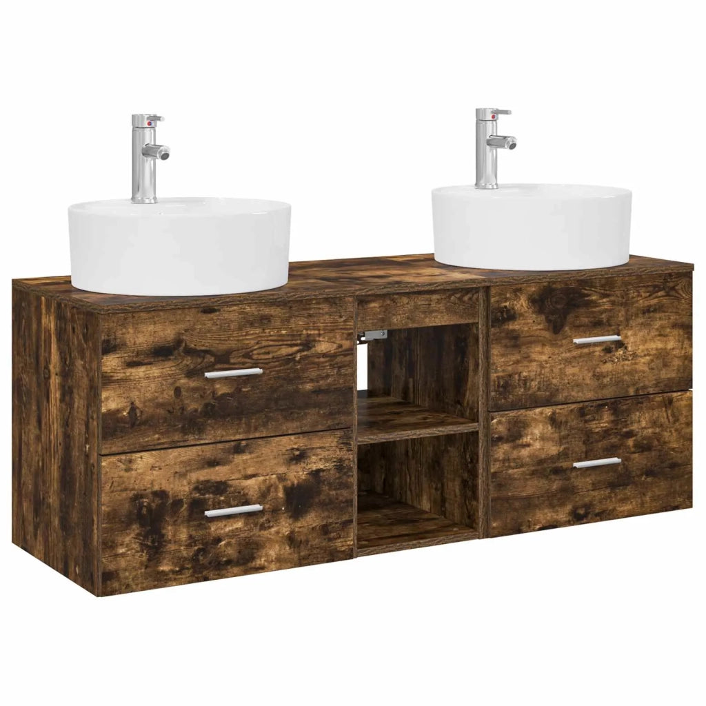 Set di Armadi da Bagno 3 pz Rovere Fumo 49,5 x 44,5 x 65 cm 3405879