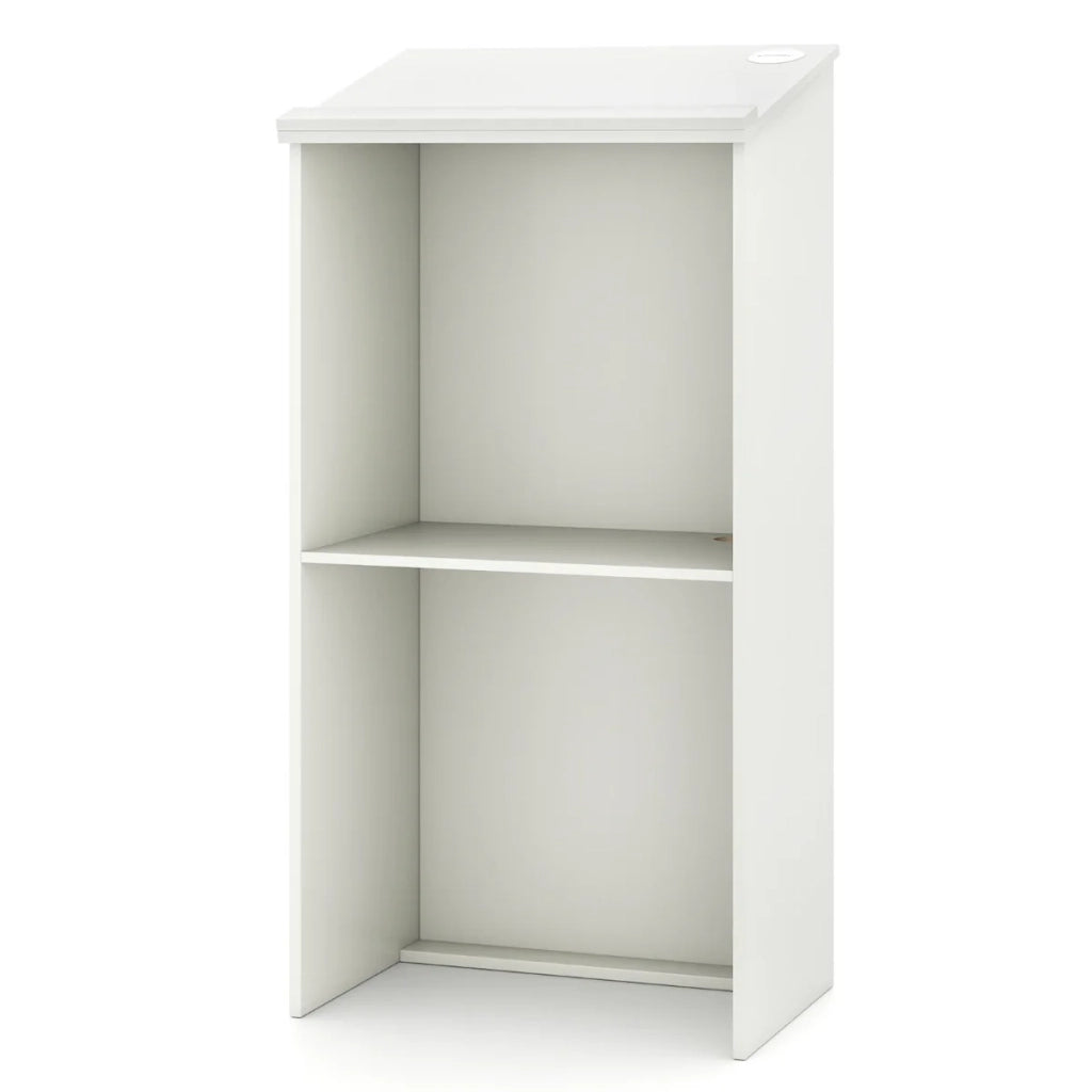 Leggio con ripiano portaoggetti 58 x 40 x 117 cm per discorsi comodi bianco moderno 20_0018964