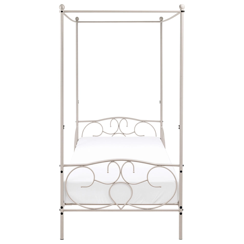 Letto singolo a baldacchino in metallo nero 90 x 200 cm beige chiaro Retro Decorativo