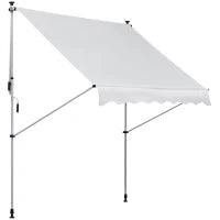 Tenda da Sole da Esterno 2x1.5m a Rullo con Manovella, Altezza e Angolazione Regolabile, Bianco