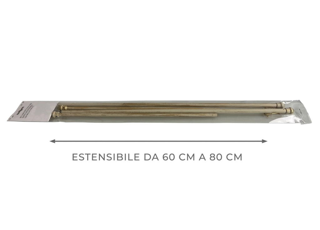 Bacchette Tende A Pressione Bastone Tenda Estensibile Astina Con Molla - 60-80 - Bianco-Oro