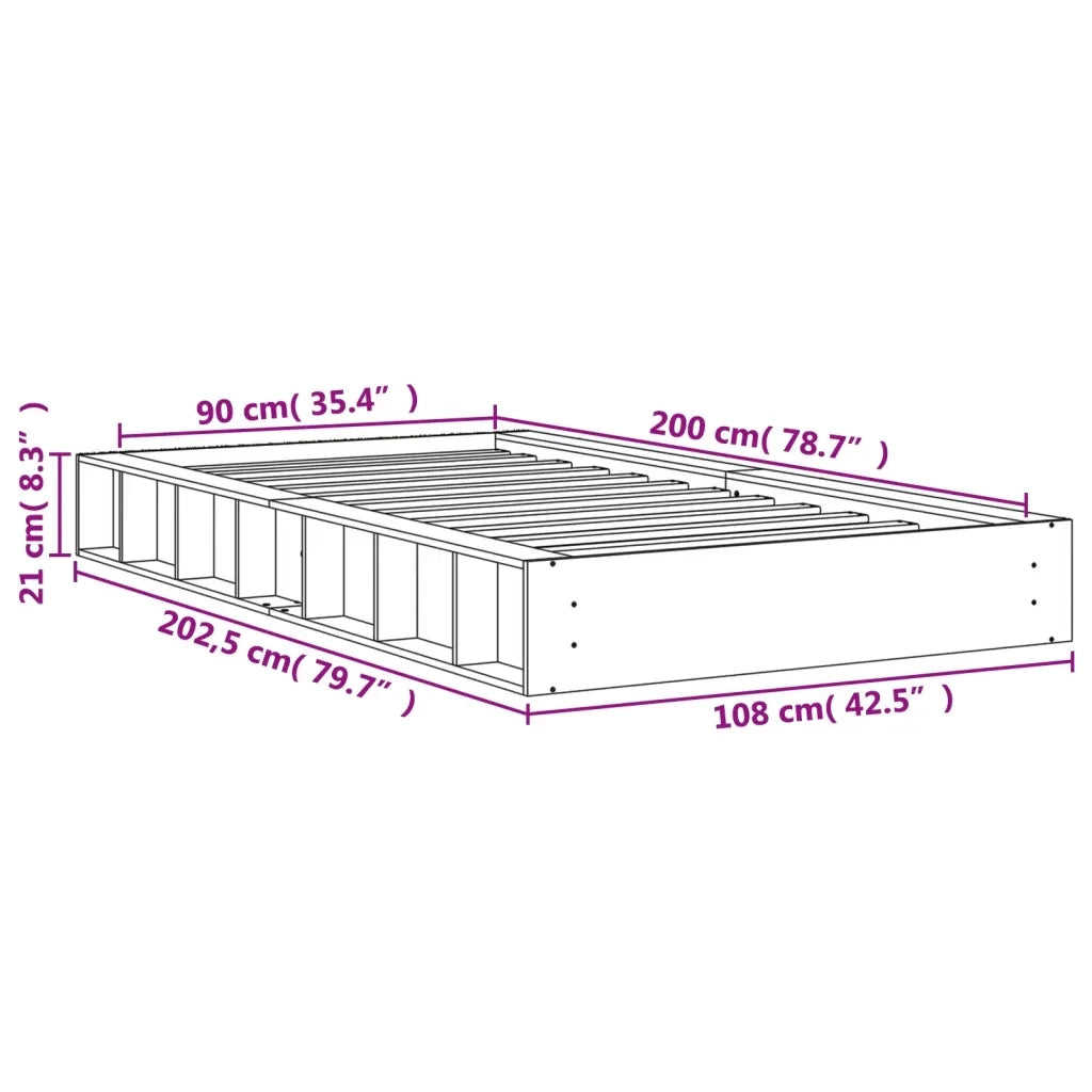 Letto senza Materasso Marrone Cera 90x200 cm Legno di Pino 844431