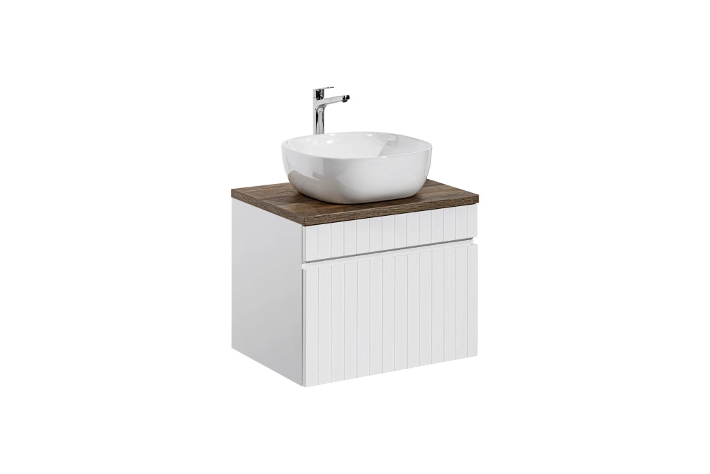 Set mobili bagno 60 cm con piano e lavabo da appoggio Smile Iconic White 60 cm