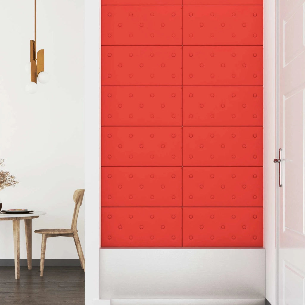 Testiera da Parete 12 pcs Rosso 60 x 30 cm Pelle Sintetica 42046518