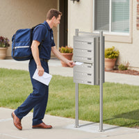 Cassetta postale condominiale autoportante 6 posti, acciaio inox, 1 modulo, 556 x 270 x 1500 mm
