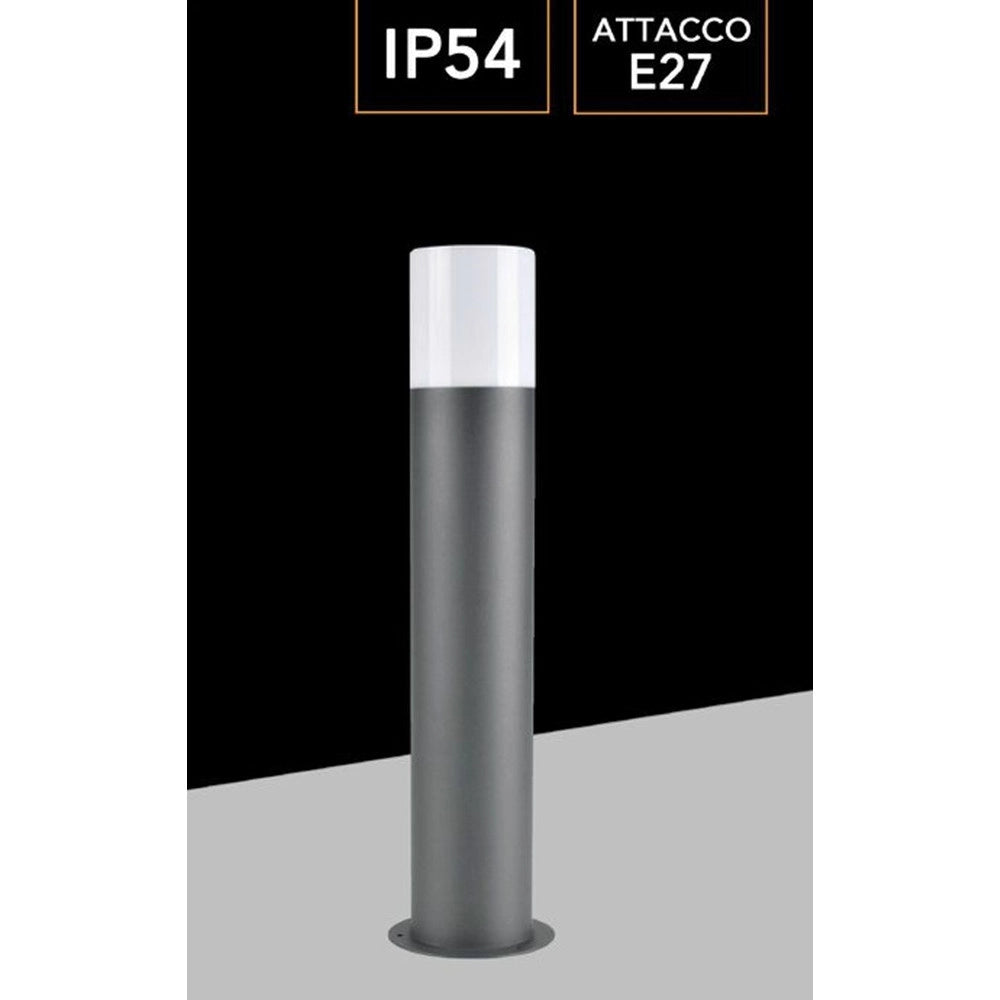 Trade Shop - Lampione Da Giardino Moderno 44cm Lampada Da Terra Vialetti E27 Esterno Ip44 529pa-b440 - Grigio