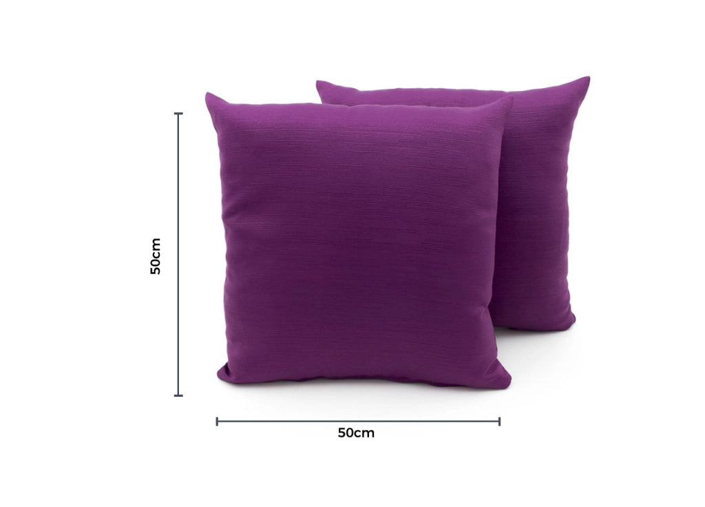 Coppia Cuscini Arredo Imbottiti Tessuto Ottoman In Tinta Unita Colore Viola 38 - 50x50 - Viola 38