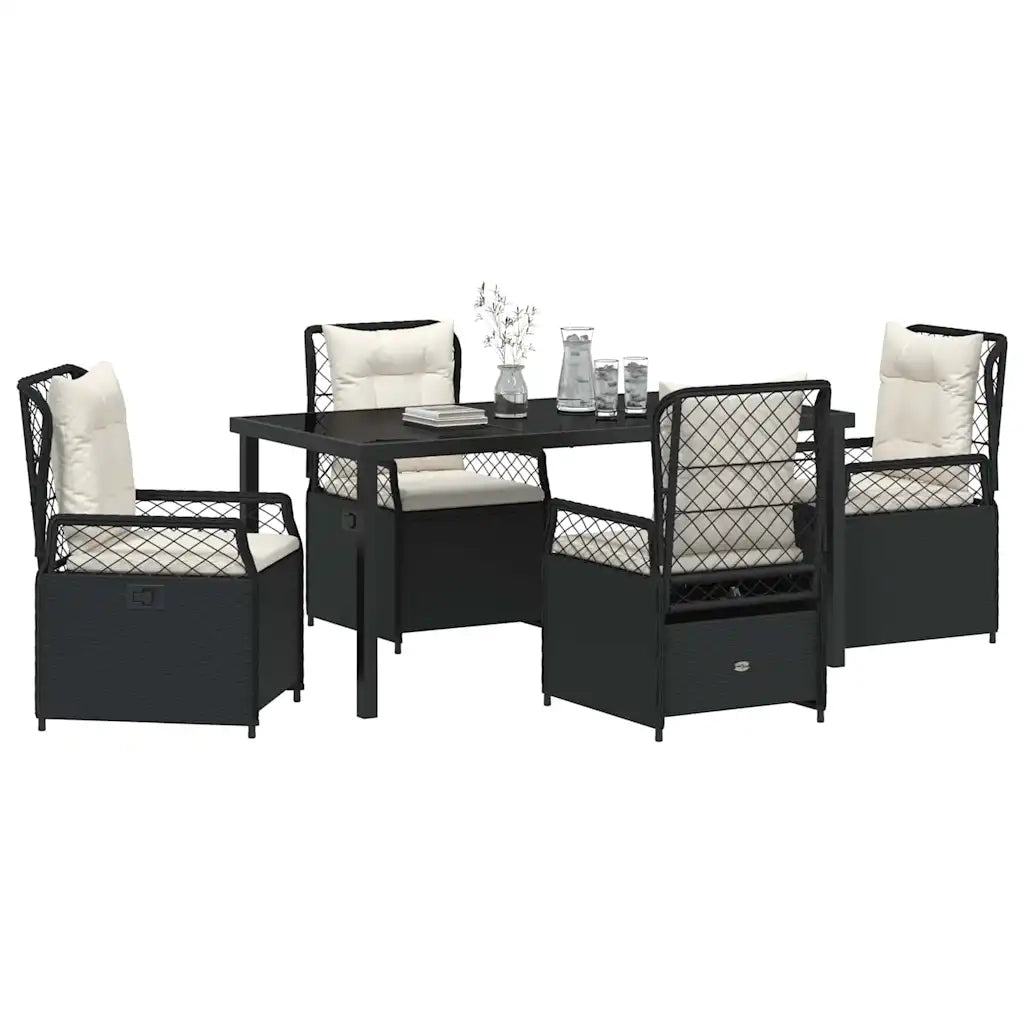 Set da Pranzo per Giardino 5 pcs Nero polyrattan 3380984