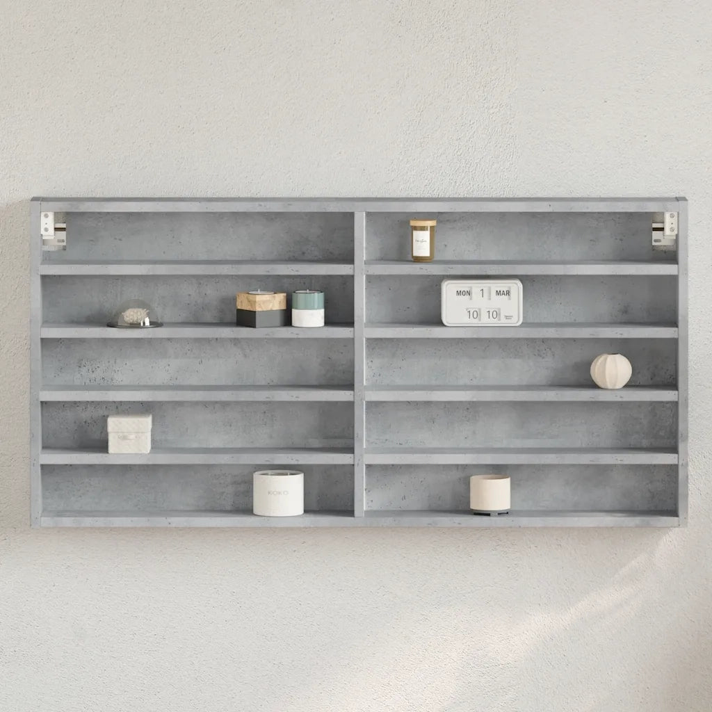 Armadietto Vetrina Grigio Cemento 100x8,5x50 cm Multistrato 847950