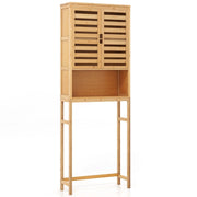 Mobiletto portaoggetti sopra il WC 62 x 23 x 170 cm spazio aperto e nascosto stile naturale in bambù e MDF 20_0017454