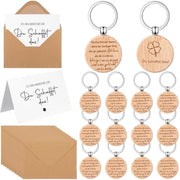 Sostegno per Chiavi in Legno - Carta di Auguri - Ringraziamenti per i Colleghi - Regali Motivazionali - Accessorio Emotivo per Chiavi