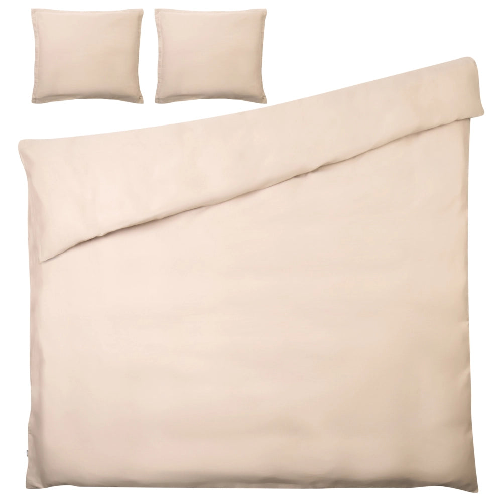 Set copripiumino e federa in cotone satinato beige 220 x 240 cm per una camera da letto moderna
