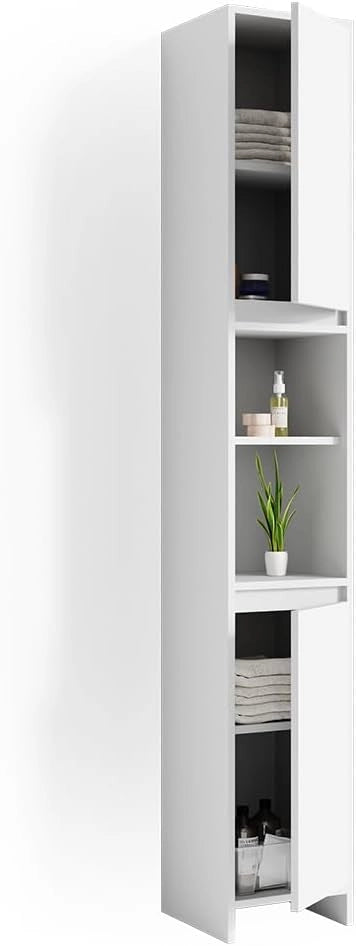 Mobile bagno alto Emma, Bianco, 30 x 190 cm, combinabile con la serie Emma per l'organizzazione in bagno