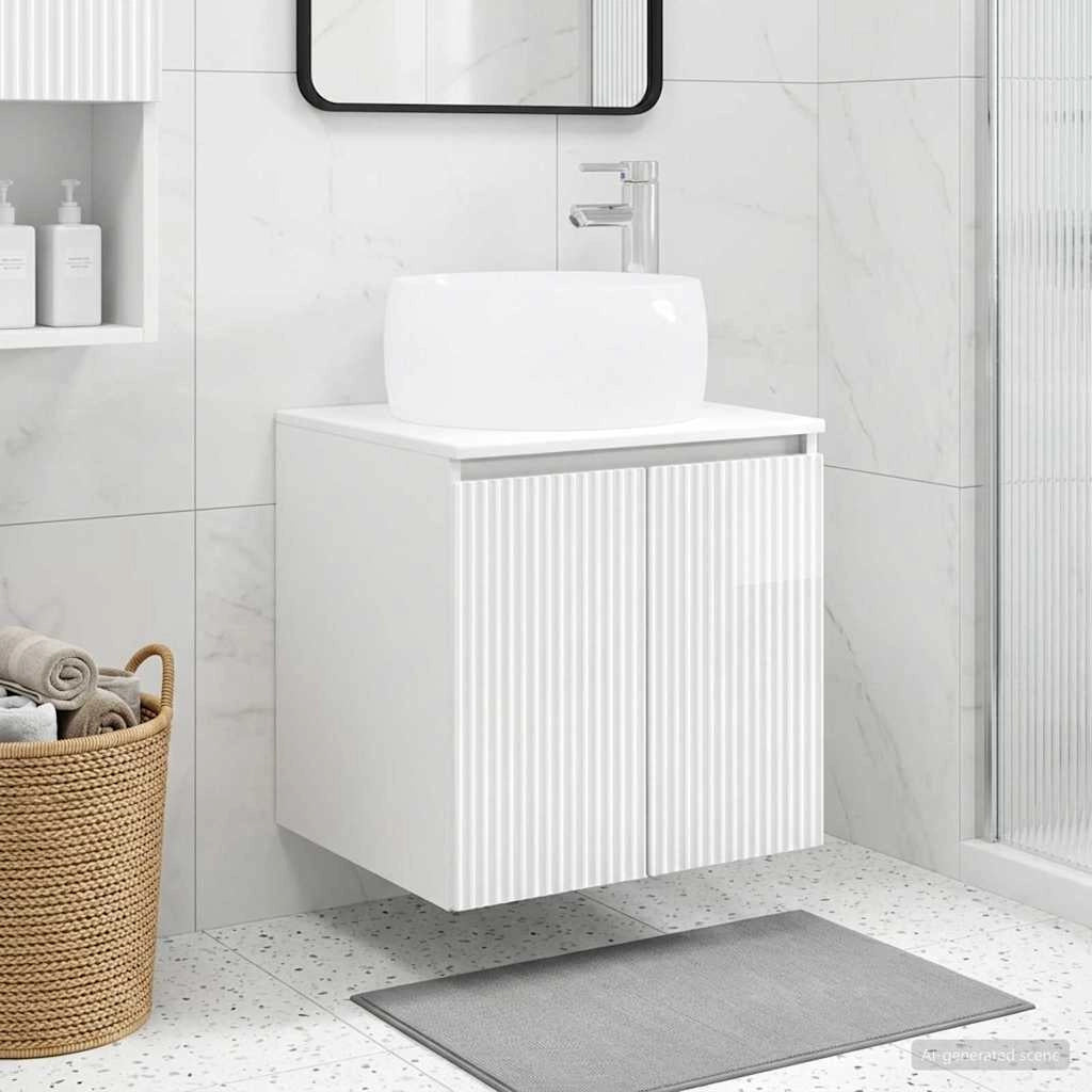 Mobile Lavabo da Parete Bianco Lucido 49,5 x 44,5 x 66 cm 890456
