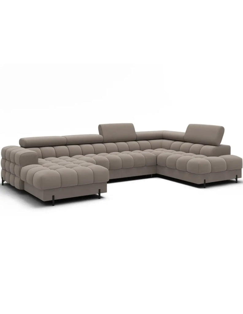 Divano panoramico convertibile Beige angolo destro FERARIA 358x93x202cm