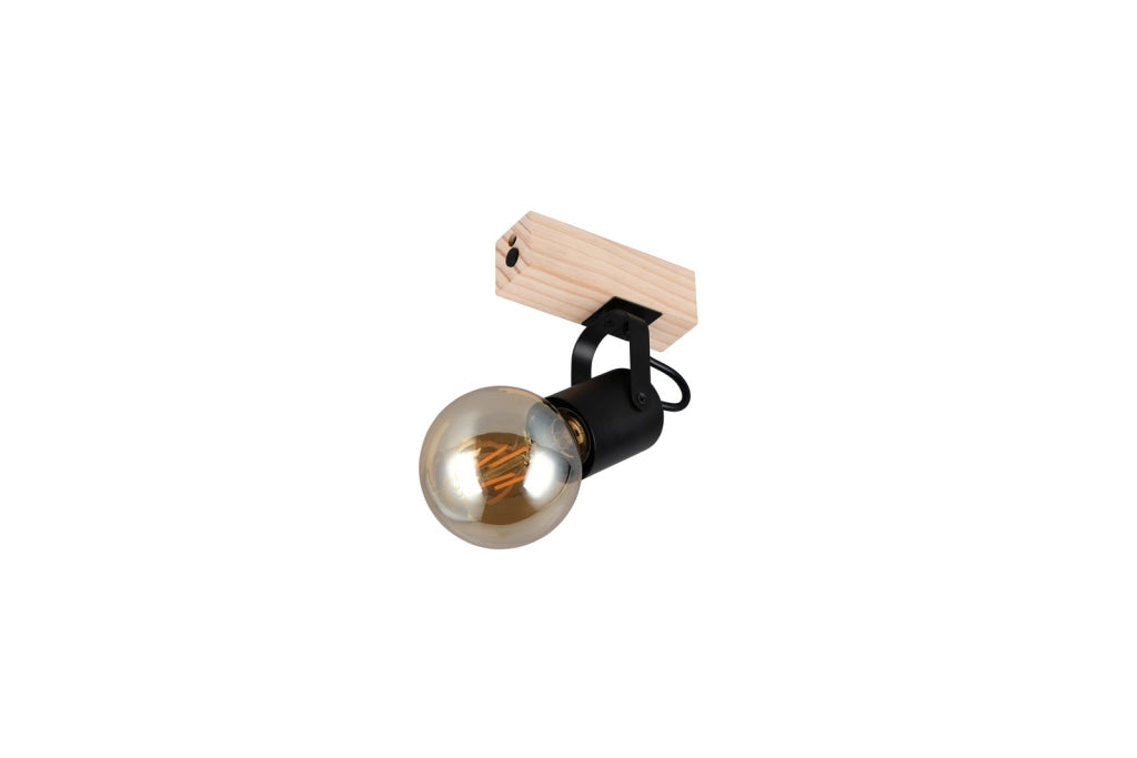 Faretto soffitto vintage 1xE27 nero legno IP20 LYNAR RL
