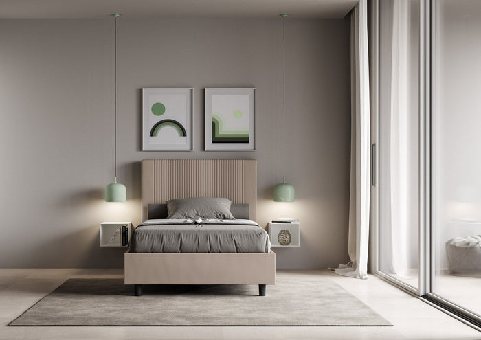 Letto Matrimoniale Francese 140x190 cm Senza Rete Goya Tortora