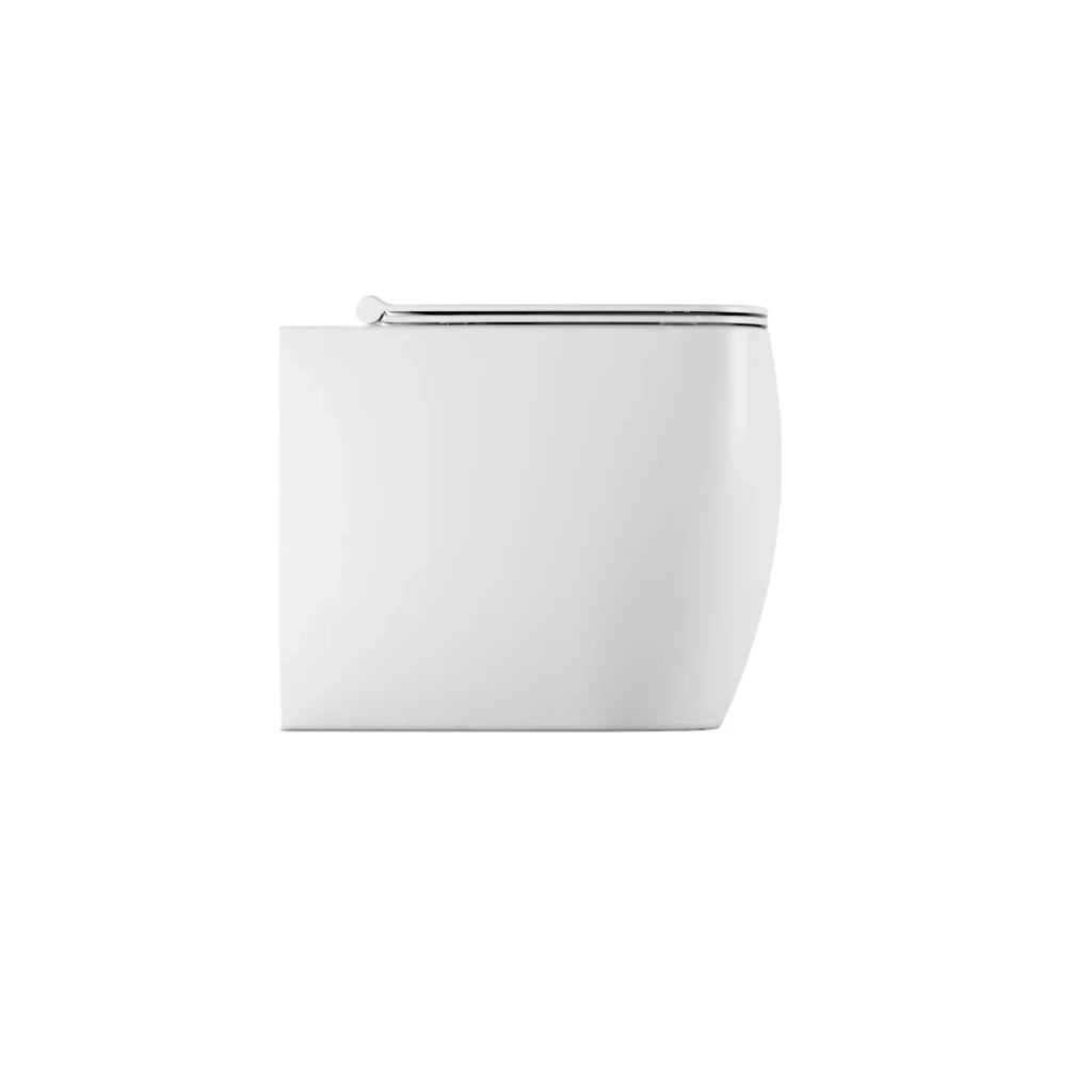 Coppia Di Sanitari Alice Ceramica Da Terra Filo Muro Senza Brida Bianco Lucido "Nur"